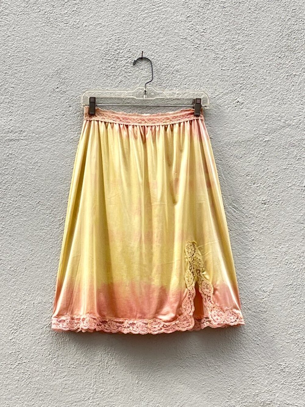 Vintage Vassarette Yellow and Orange Tie Dyed Half Slip Lingerie Skirt Large
